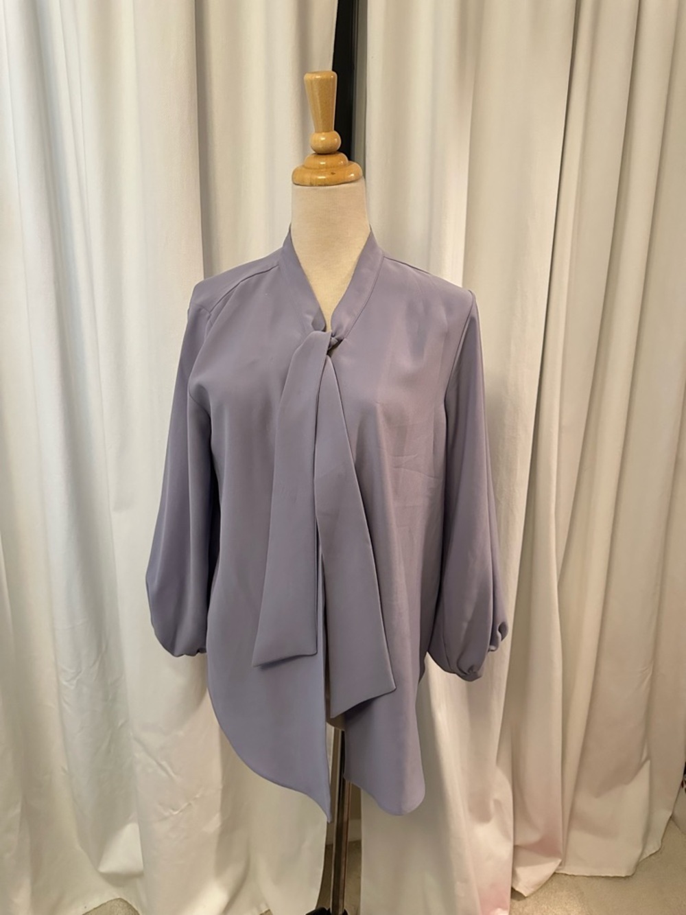 Elegant Lavender Bow-Tie Blouse - Women's Top - Picture 3 of 5
